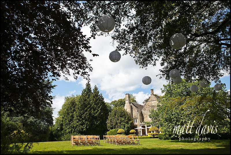 Outdoor wedding ceremony at Barnsley House