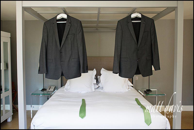 Wedding suits hanging up at Barnsley House