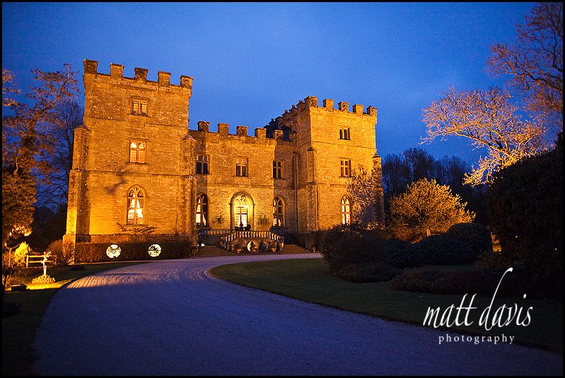 Clearwell Castle wedding venue photo at night