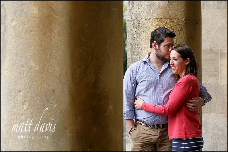 relaxed couple portraits at Pittville Pump Room, Cheltenham