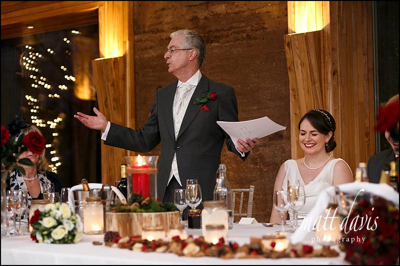 Father of the brides wedding speech at Elmore Court wedding, Gloucestershire