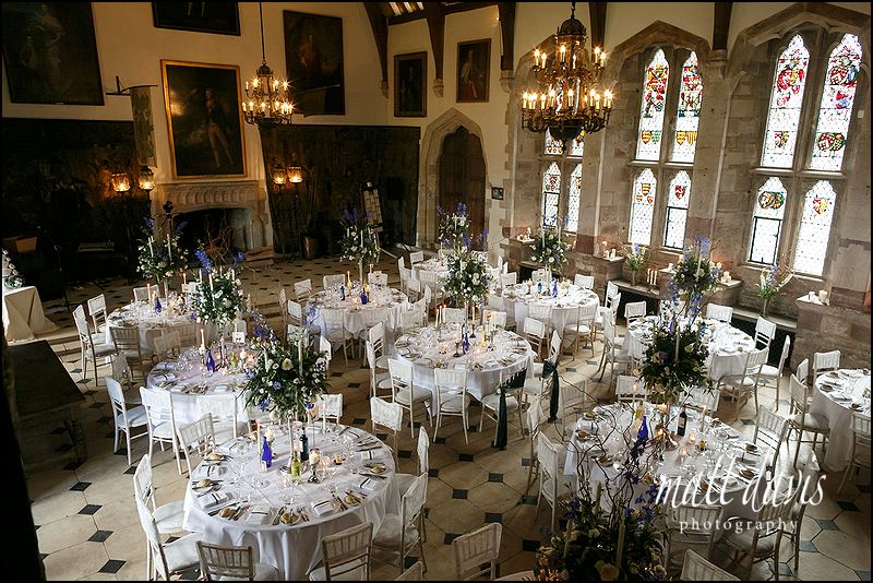 The great hall at Berkeley Castle laid out for the wedding breakfast